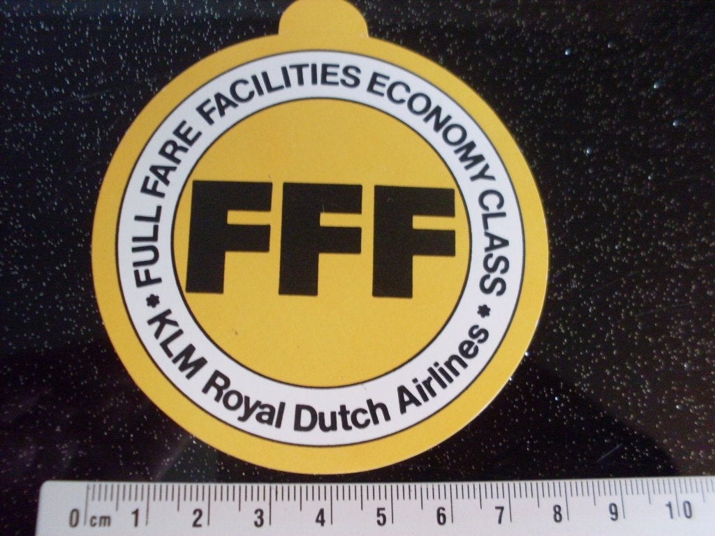 sticker KLM royal dutch airlines FFF full fare facilities, Verzamelen, Stickers, Verzenden, Zo goed als nieuw, Bedrijf of Vereniging