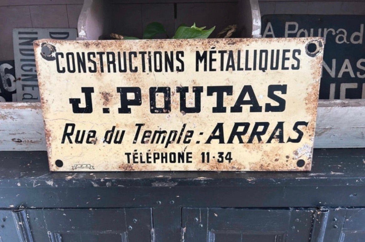 Oud frans metalen bord, Antiek en Kunst, Ophalen of Verzenden