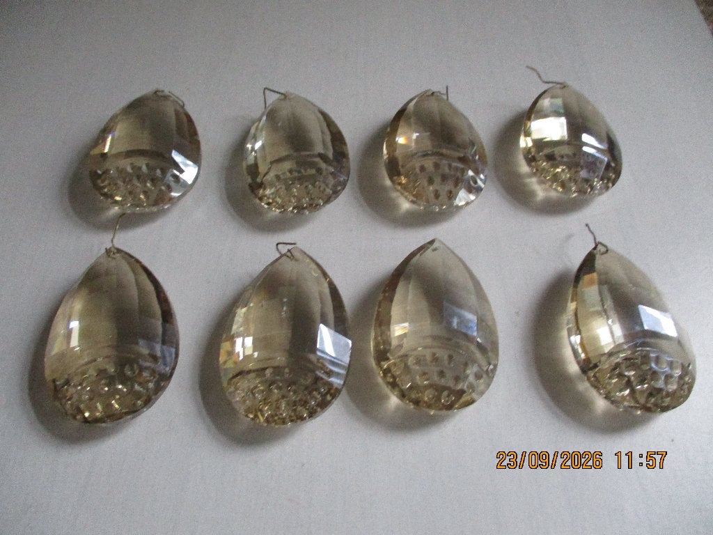 kristalen geslepen hangers 8 kroonluchter 7.5 cm h.5 cm br., Ophalen of Verzenden, Gebruikt, Glas, Art deco
