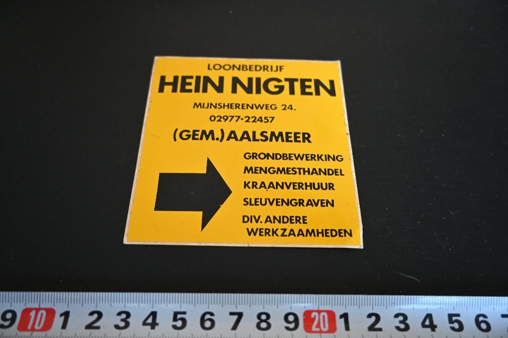 sticker Aalsmeer Loonbedrijf HEIN NIGTEN Mijnsherenweg 24, Ophalen, Zo goed als nieuw, Sticker