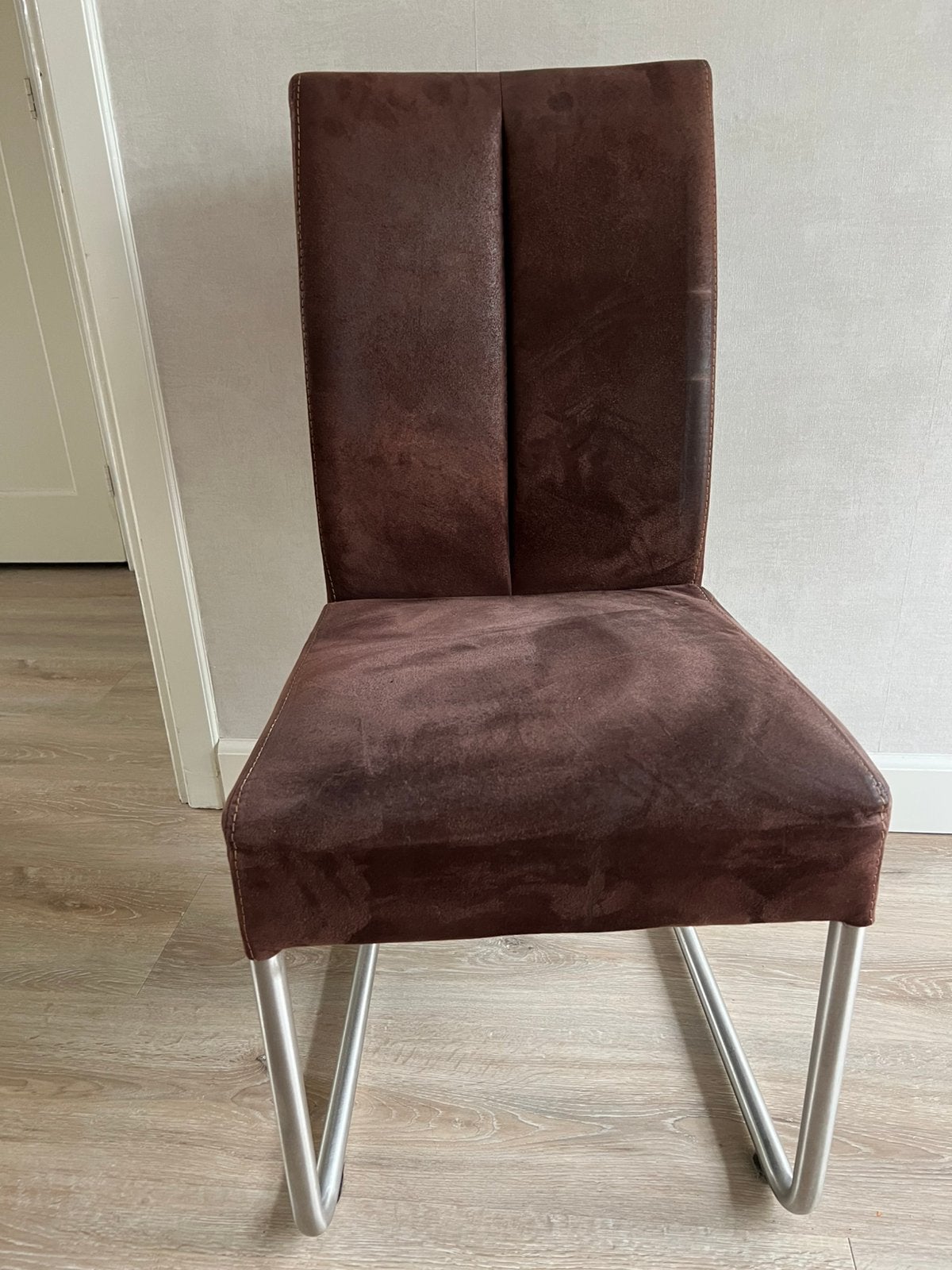 Buffel lederen eetkamerstoelen 6 stuks, Ophalen, Gebruikt, Bruin, Leer
