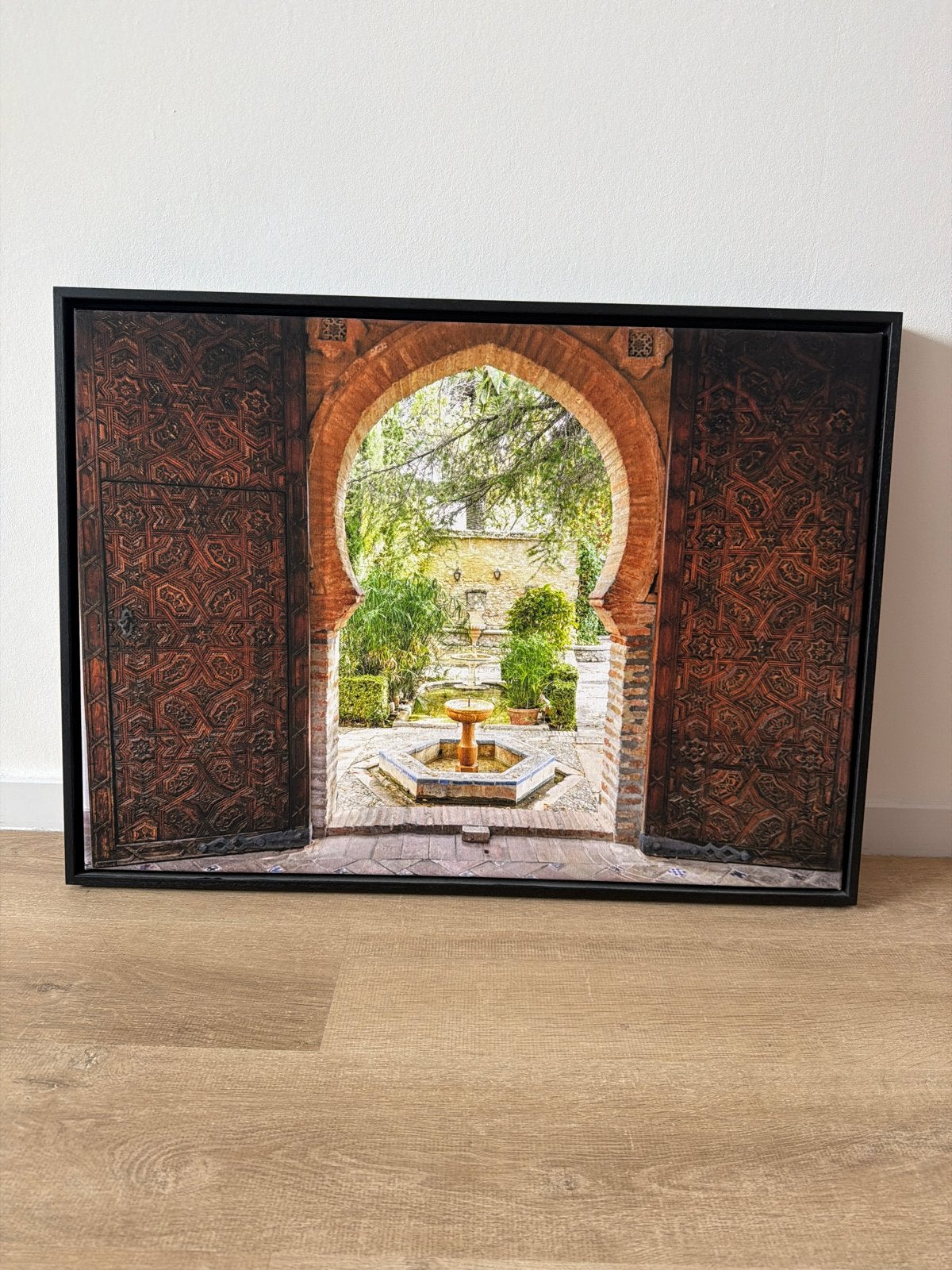 Mooie foto/print van Alhambra, Granada in baklijst, Ophalen, 50 – 75, Gebruikt, 75 tot 100 cm