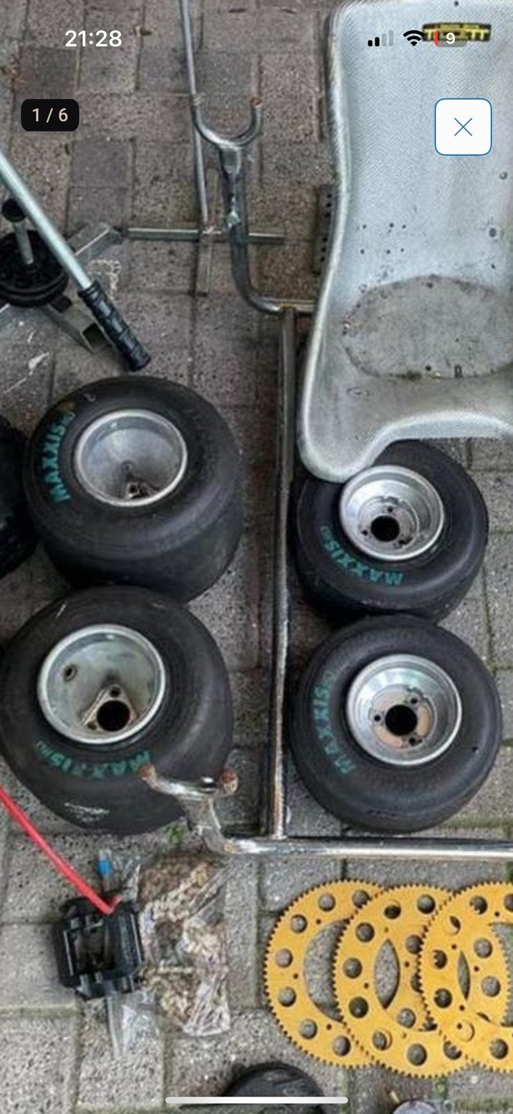 Kart banden velgen maxxis setje OTK, Ophalen of Verzenden, Zo goed als nieuw, Onderdelen Kart