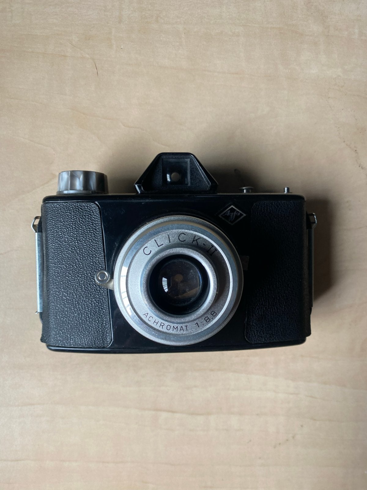 Agfa Click II Vintage analoge foto camera met leren tas, Ophalen of Verzenden, Gebruikt, Compact, Overige Merken