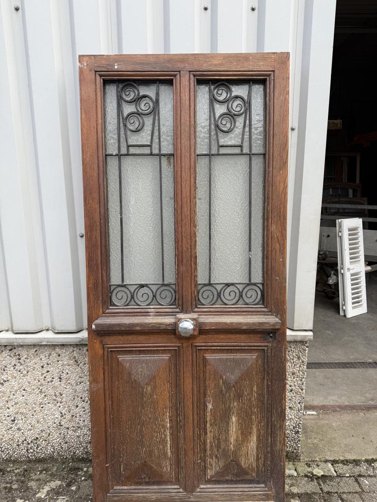Prachtige antieke eiken voordeur Art Nouveau, La belle porte, Jurgen.hoogenboezem@gmail.com, 80 tot 100 cm, Glas
