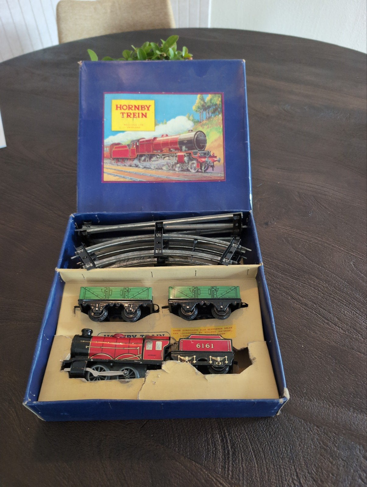 Vintage Hornby blikken treinset - werkend en compleet, Overige merken, Gelijkstroom, Ophalen of Verzenden, Gebruikt