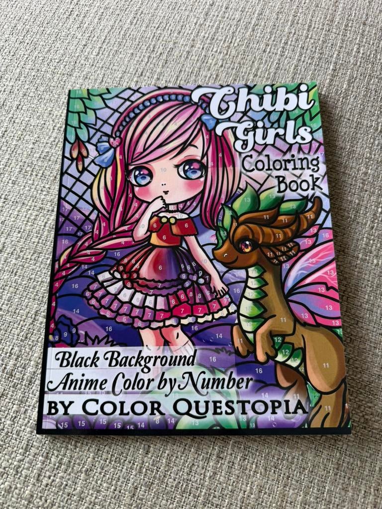 Color Questopia Color by number black background - Chibi, Ophalen of Verzenden, Nieuw, Boek of Gids