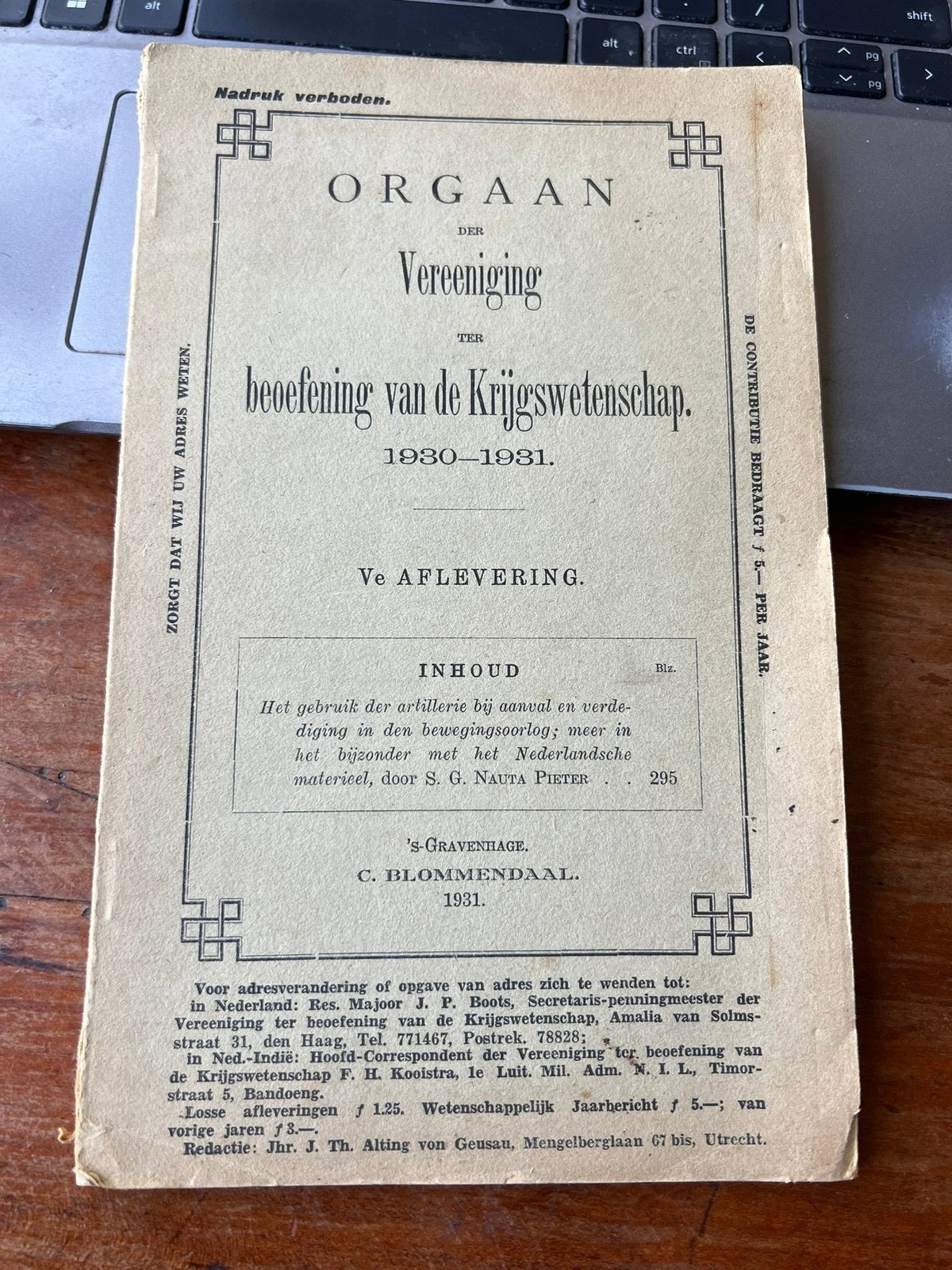 Nederlands tijdschrift gebruik artillerie Bofors hembrug '31, Verzenden, Nederland, Boek of Tijdschrift