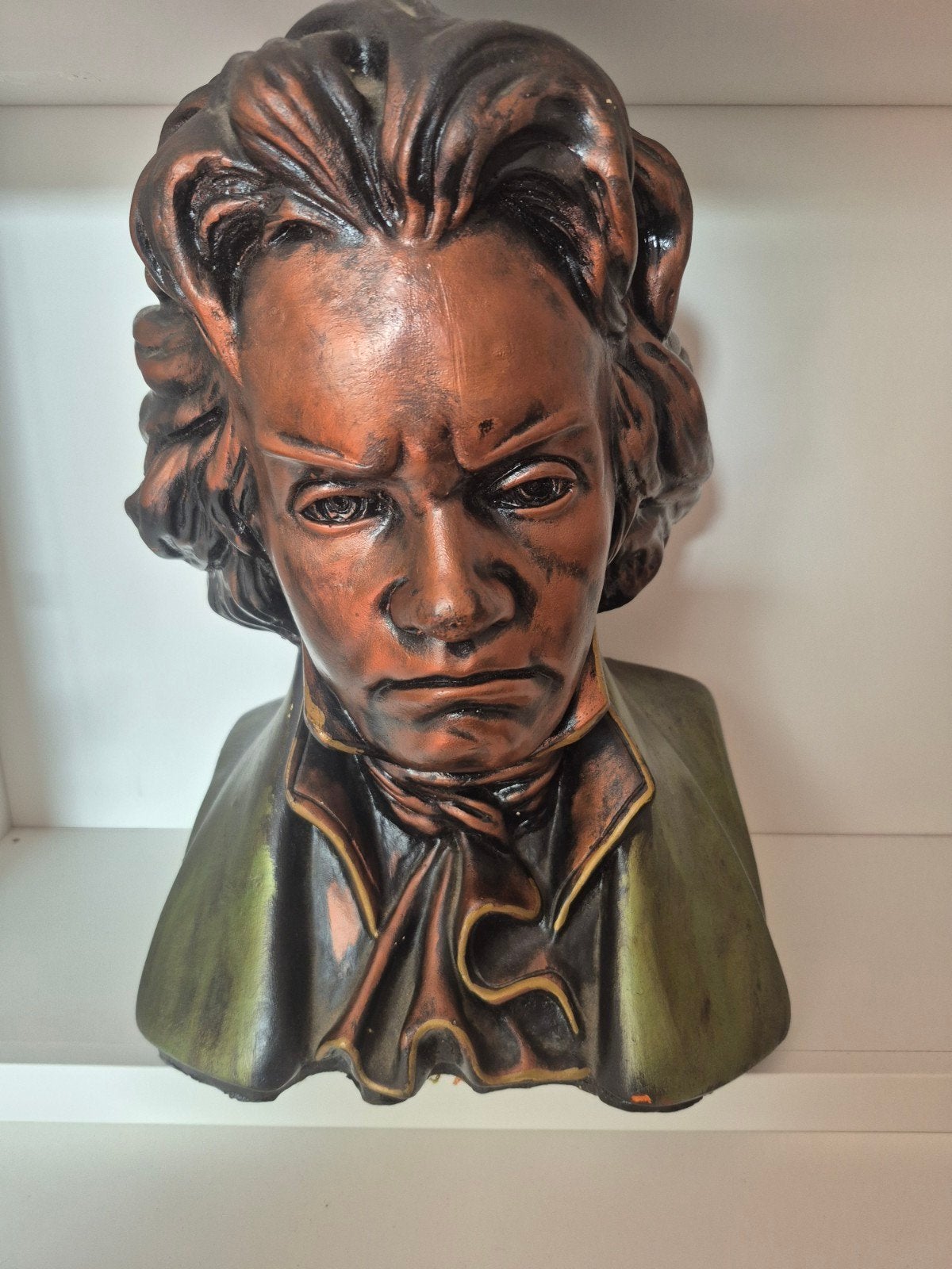Vintage Buste van Beethoven - Klassiek en Expressief, Gips, Buste, Ophalen of Verzenden, Gepatineerd
