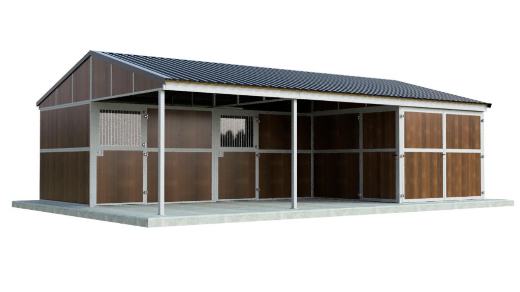 Buitenstal met 2 paardenboxen | Zadeldak, Dieren en Toebehoren, Stalling en Weidegang, Stalling, 2 of 3 paarden of pony's
