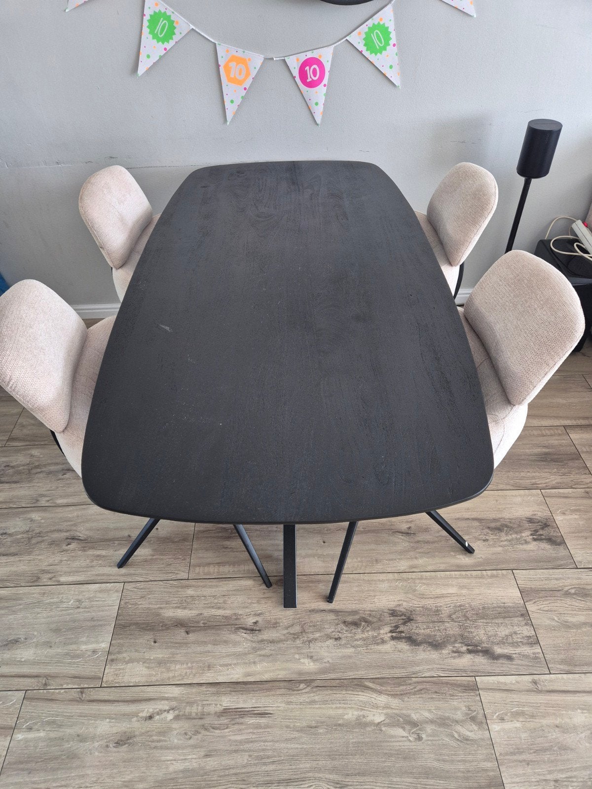 Eettafel, salontafel en 4 draaistoelen set, Gebruikt, 100 tot 150 cm, 150 tot 200 cm, Modern