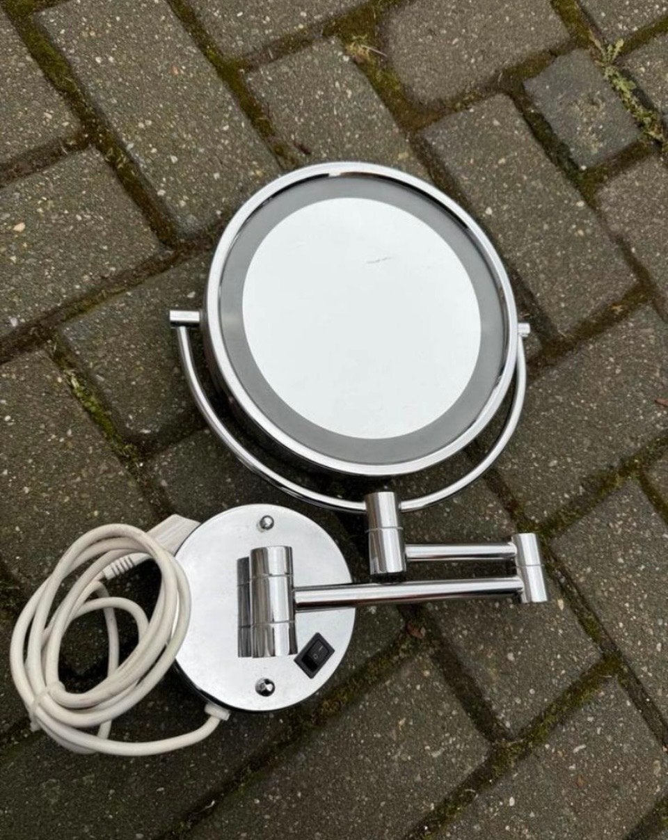 Verlichte make-up spiegel met zwenkarm, Huis en Inrichting, Minder dan 50 cm, Gebruikt, Rond, Ophalen of Verzenden