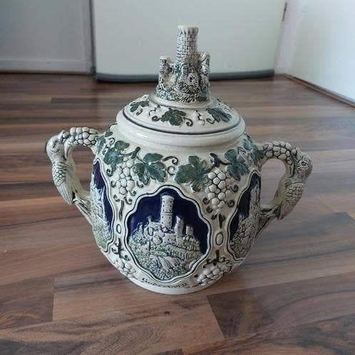 Vintage Gerz punch bowl met deksel 6 castelen- 31cm x 22cm, Ophalen of Verzenden