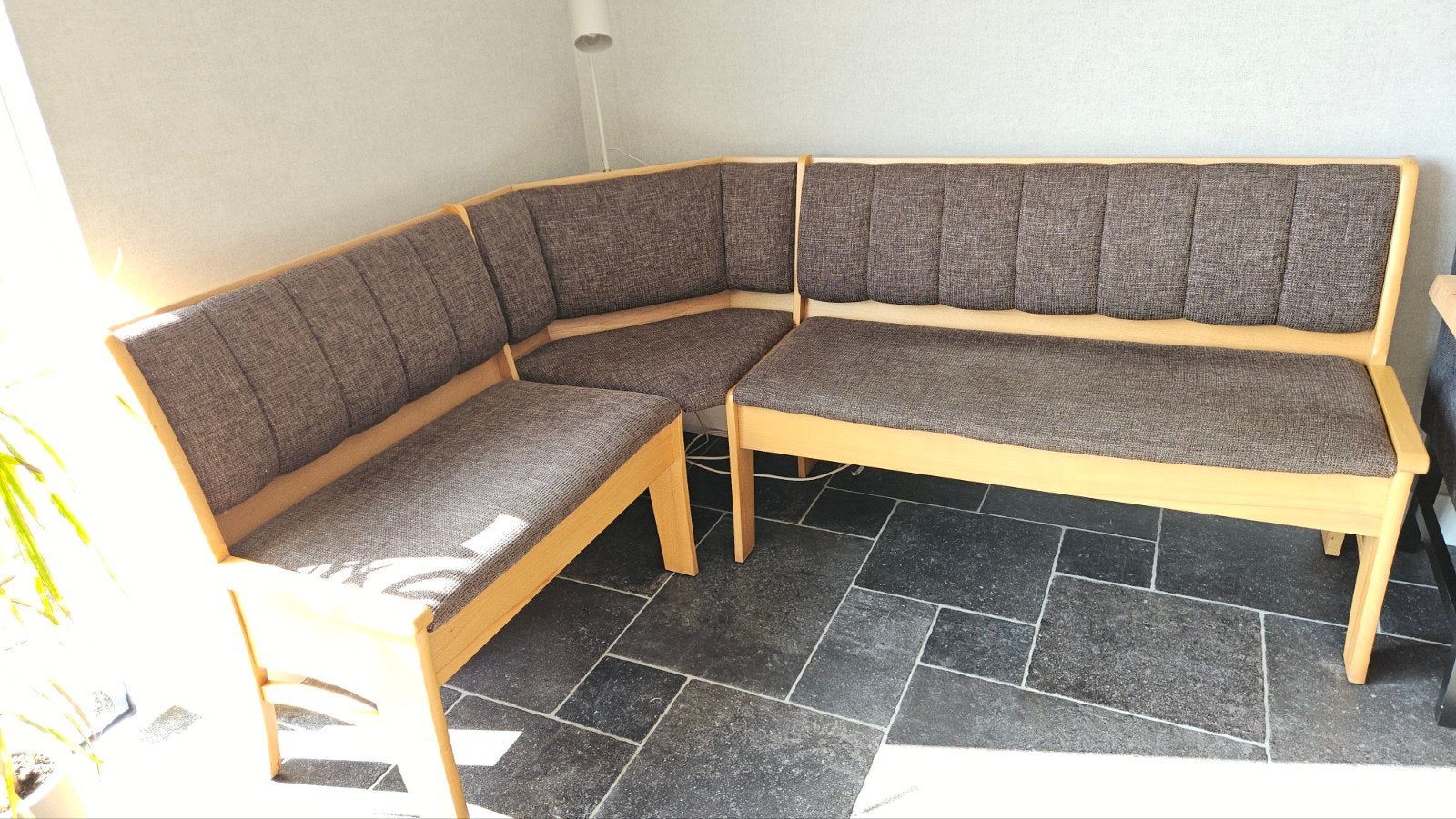 Hoekbank met tafel en 2 stoelen, Ophalen, Gebruikt, Rechthoekig, 200 cm of meer