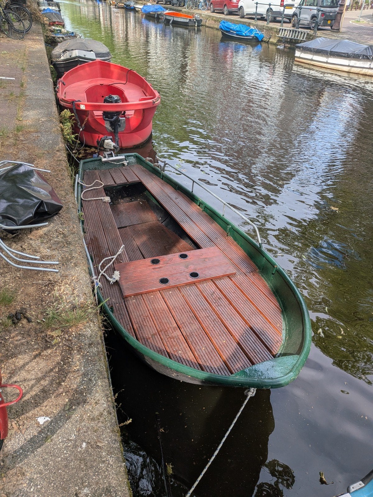 grachtenboot met elektrische motor, Gebruikt, 4 m, Ophalen of Verzenden, Buitenboordmotor