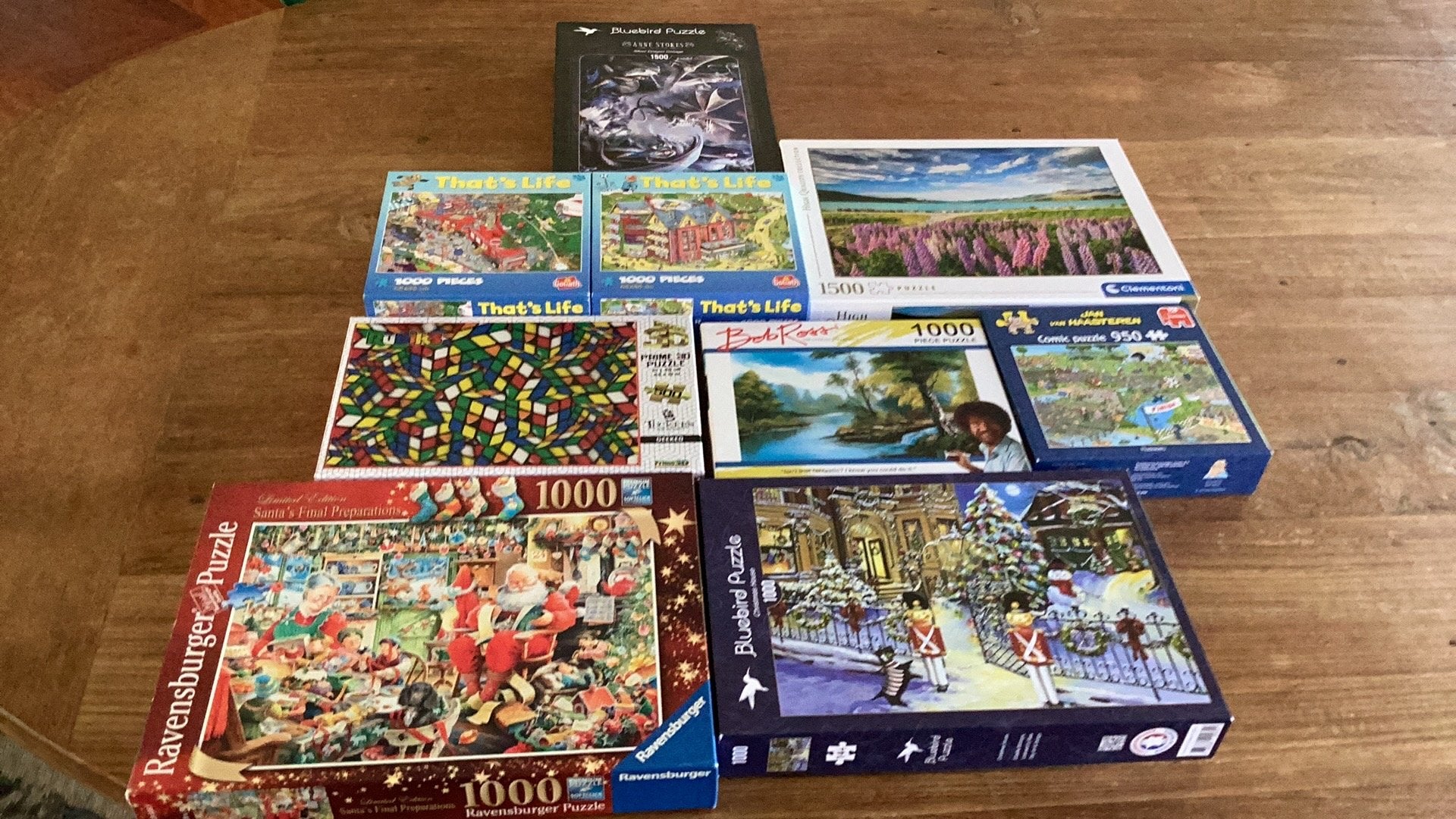 9x legpuzzels. Bluebird, Clementoni, Jan v Haasteren e.a., Ophalen of Verzenden, 500 t/m 1500 stukjes, Zo goed als nieuw, Legpuzzel
