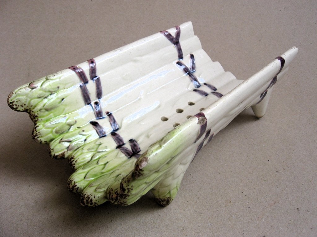 Vintage Italiaanse majolica aspergeschaal, handbeschilderd, Antiek en Kunst, Ophalen of Verzenden