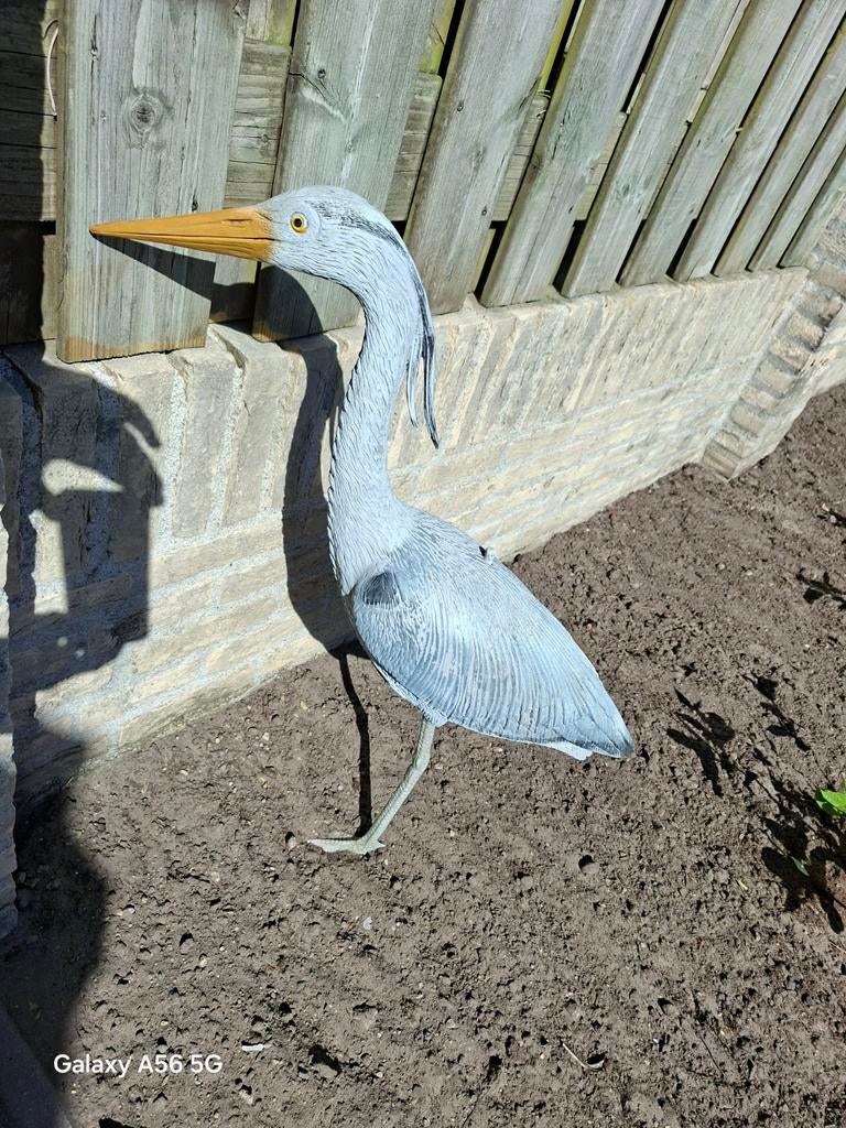 Kunststof reiger beeld - Tuindecoratie, Ophalen, Gebruikt, Kunststof, Dierenbeeld