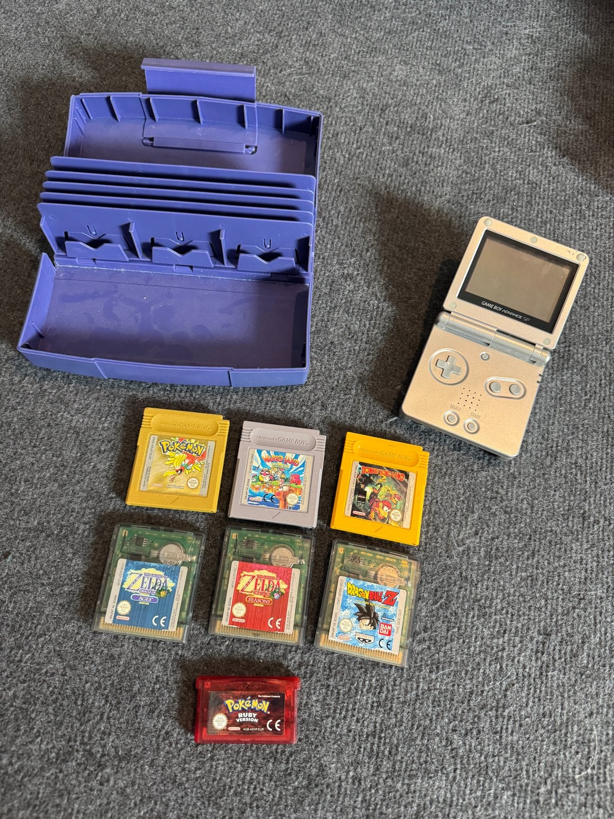 Game Boy Advance SP met 7 spellen en opbergcase, 1 speler, Ophalen, Gebruikt, Vanaf 3 jaar
