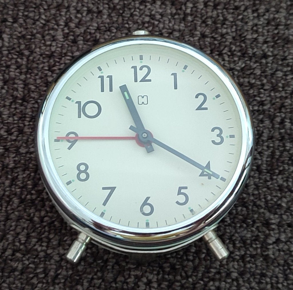 Lichtblauwe analoge wekker, Ophalen, Gebruikt, Wandklok