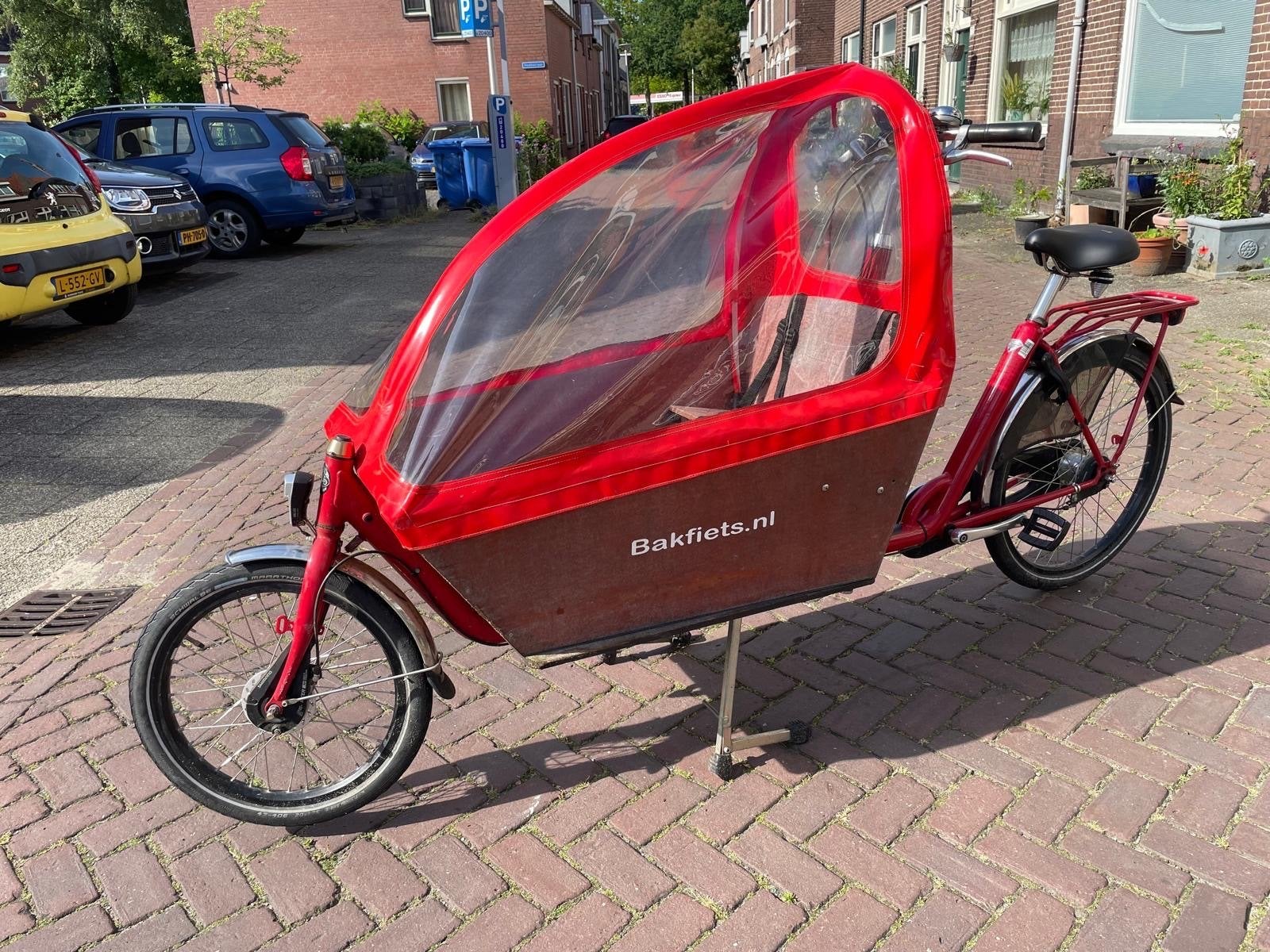 Bakfiets . nl met regenhuif en accessoires, Fietsen en Brommers, Fietsen | Bakfietsen, Gebruikt, Huif, 2 kinderen, Ophalen