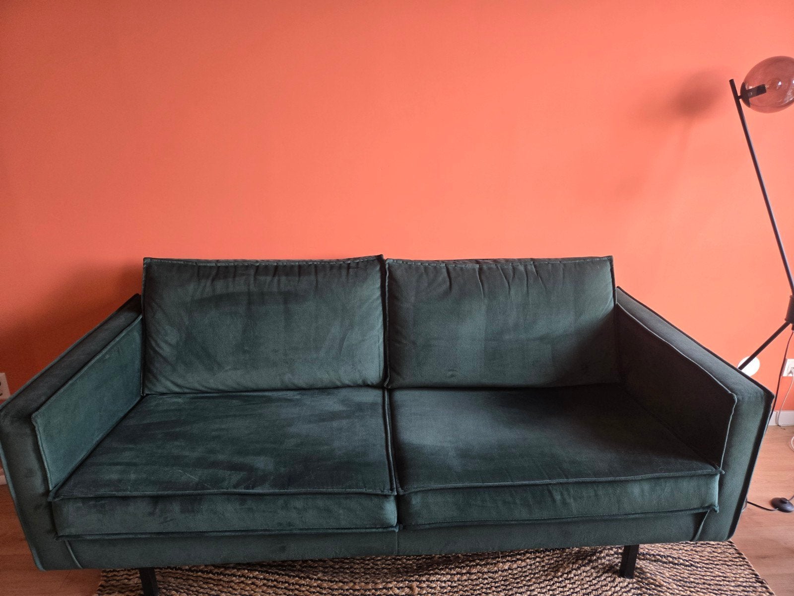 BePureHome / WOOOD Rodeo bank 2,5-zits velvet green forest (, Huis en Inrichting, Banken | Bankstellen, Ophalen, 150 tot 200 cm