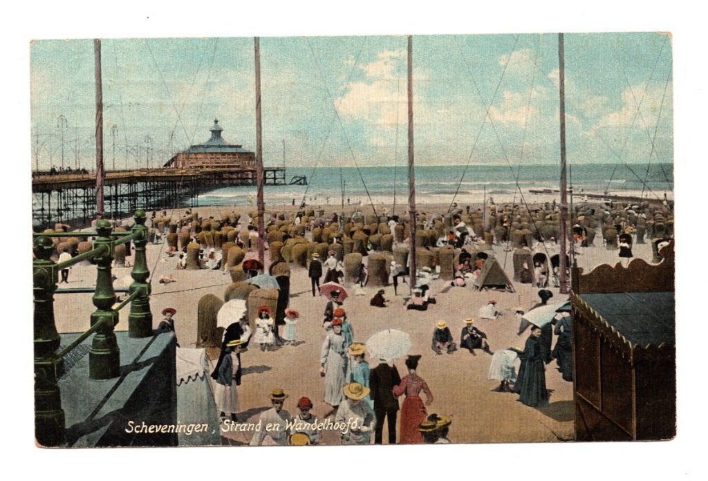 Oude Ansichtkaart Scheveningen Wandelhoofd Gelopen 1909, Ophalen of Verzenden, Voor 1920, Gelopen, Zuid-Holland