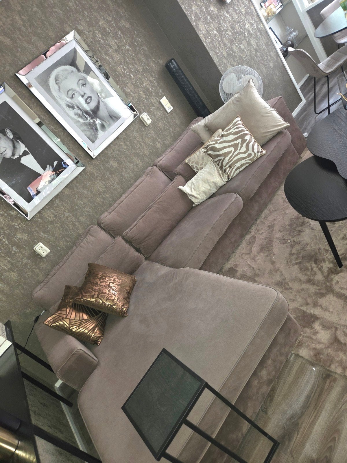 Comfortabele Loungebank - Hoekbank in Taupe Stof, Huis en Inrichting, Banken | Bankstellen, Modern, Comfortabel, 250 tot 300 cm