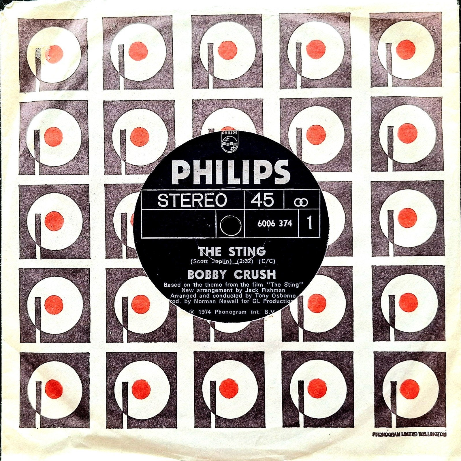 7"/SINGLE  BOBBY CRUSH - The Sting, Cd's en Dvd's, Vinyl Singles, Ophalen of Verzenden, Gebruikt, Pop
