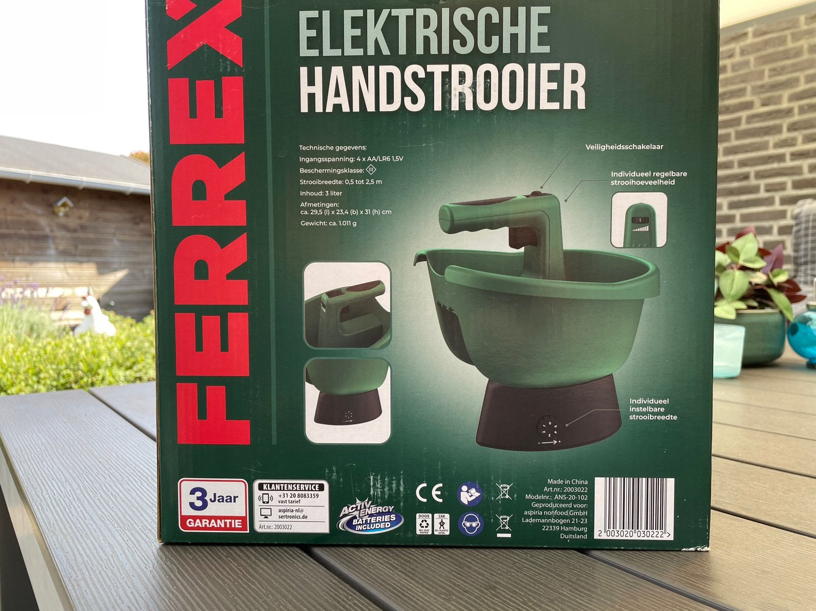 Ferrex elektrische handstrooier, Ophalen of Verzenden, Zo goed als nieuw