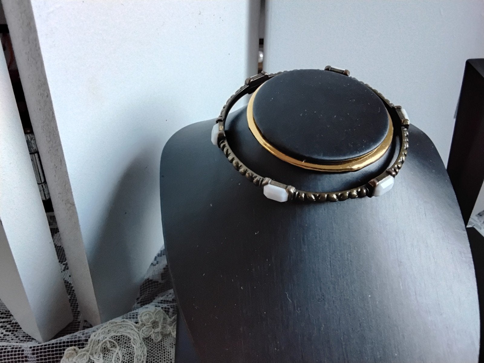 mooie oude armband met steentjes, Sieraden, Tassen en Uiterlijk, Ophalen of Verzenden, Zo goed als nieuw, Zilver, Staal