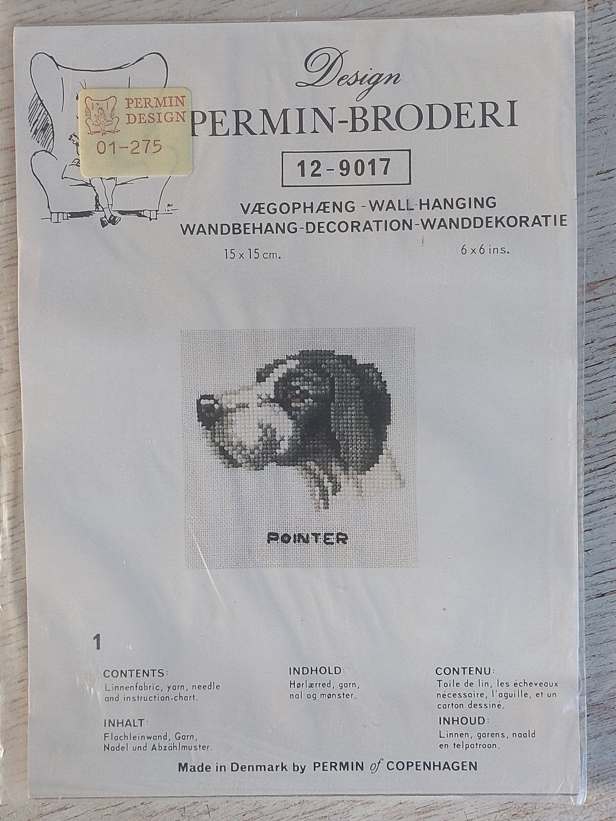 Permin Design Borduurpakket Pointer Hond 15x15cm, Ophalen of Verzenden, Nieuw, Handborduren, Borduurpakket