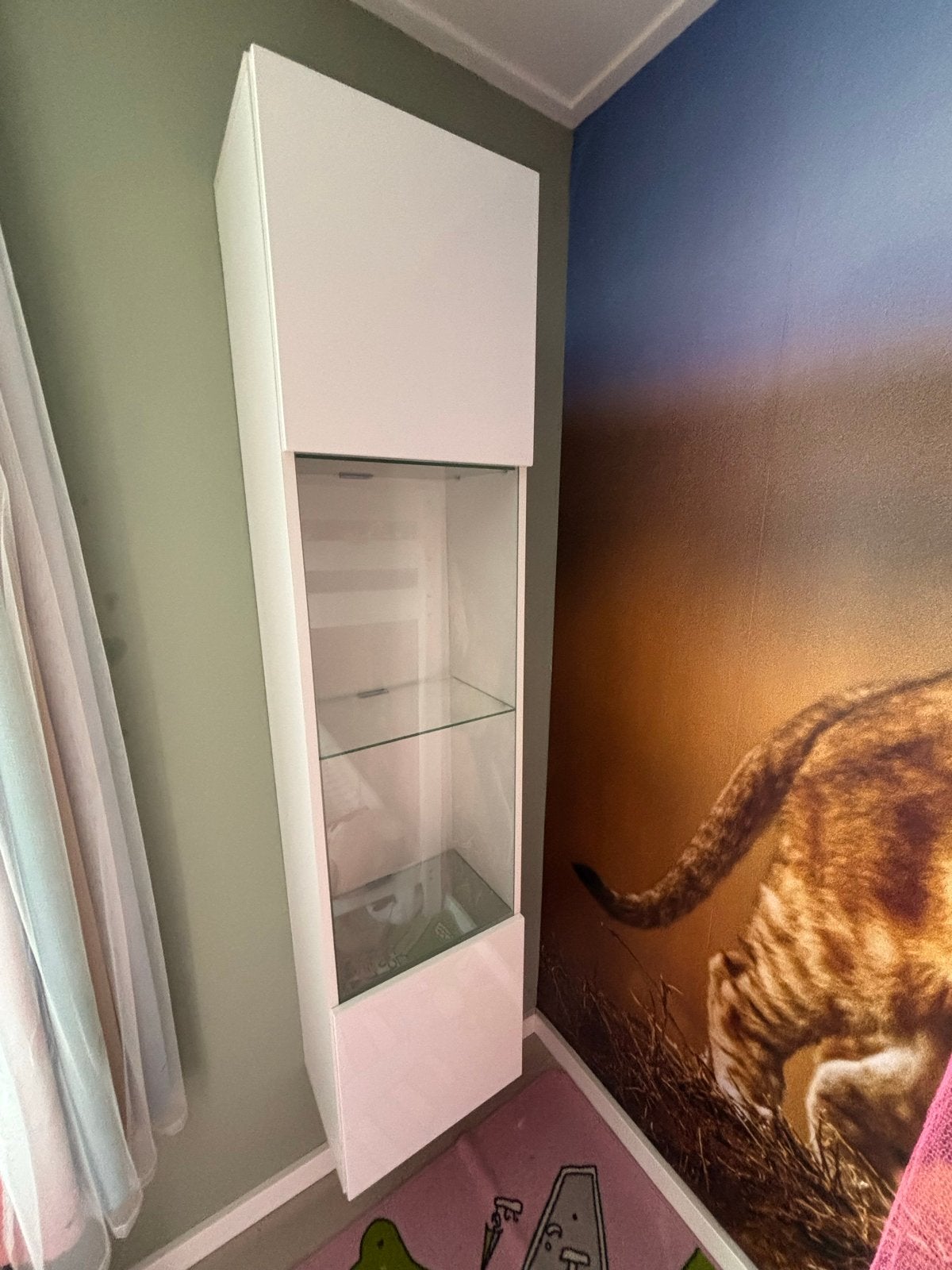 Witte kast met glazen planken, Ophalen, Minder dan 50 cm, 150 tot 200 cm, 25 tot 50 cm