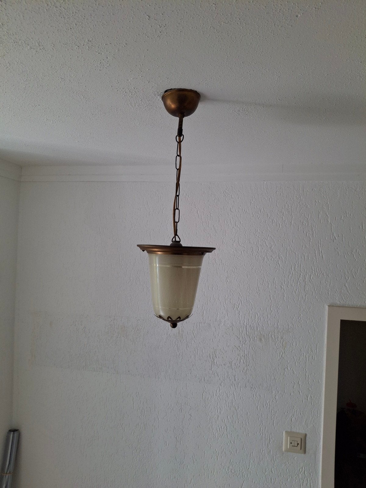 Vintage hanglamp met opaalglas, Antiek en Kunst, Ophalen