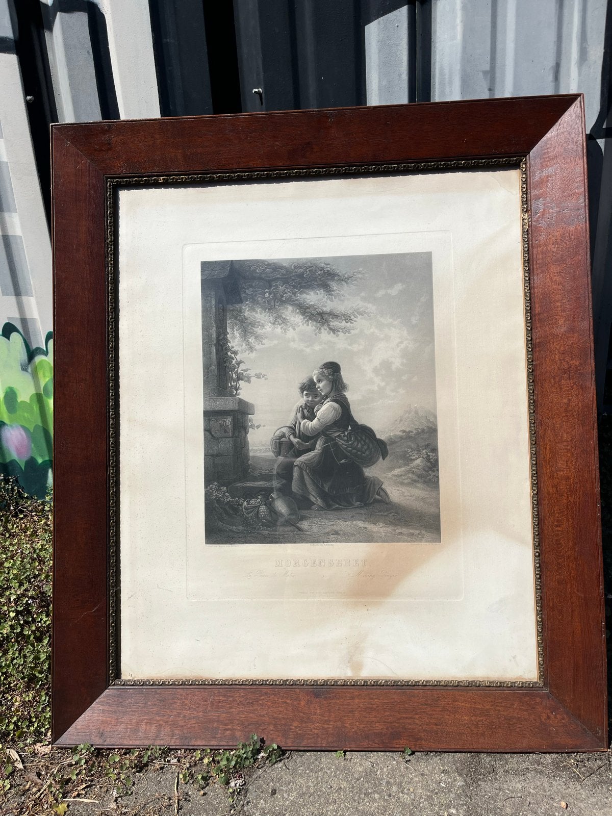 Morgengebet - Meyer von Bremen - Gedrukt door O. Felsing, Antiek en Kunst, Ophalen, Dagelijks leven, 1800 - 1899, Met tekst