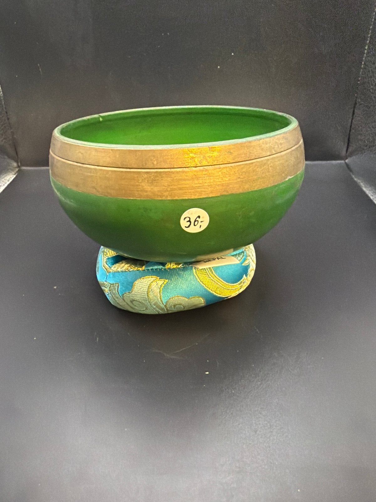 Groene Klankschaal met Chakra Symbool, Ophalen of Verzenden