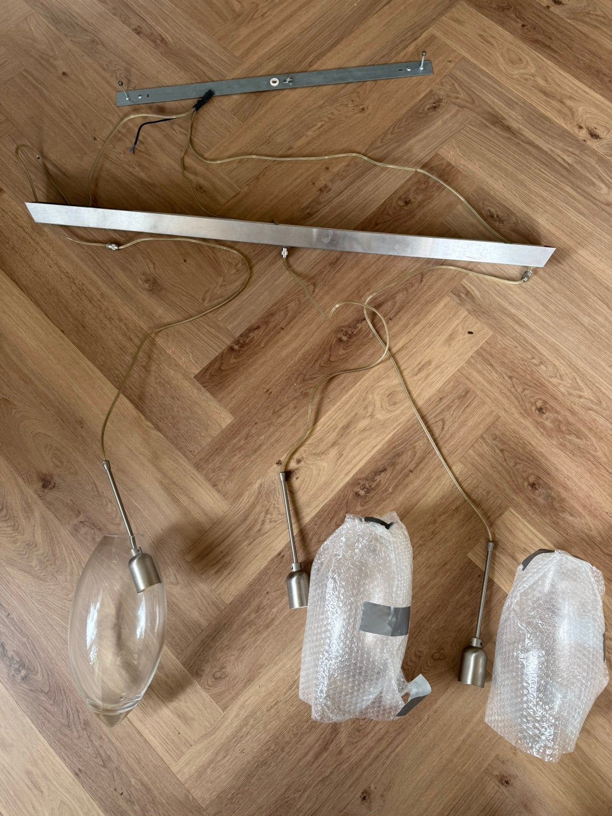 Mooie plafondlamp met 3 handgeblazen druppels, Ophalen of Verzenden, Zo goed als nieuw