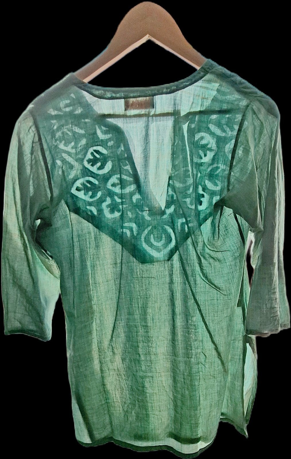 Fabindia blouse groen met gele gloed, maat M (valt als S), Ophalen of Verzenden, Lange mouw, Maat 36 (S), Gedragen