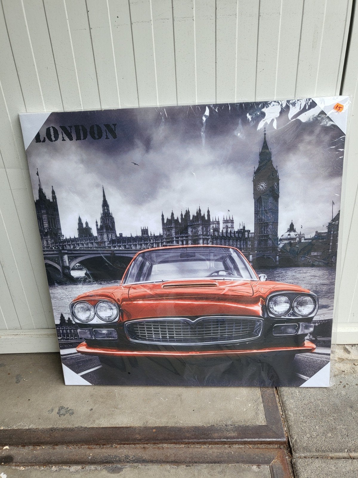 London Canvas met Oranje Klassieke Auto, Ophalen, 50 – 75, Nieuw, Schilderij