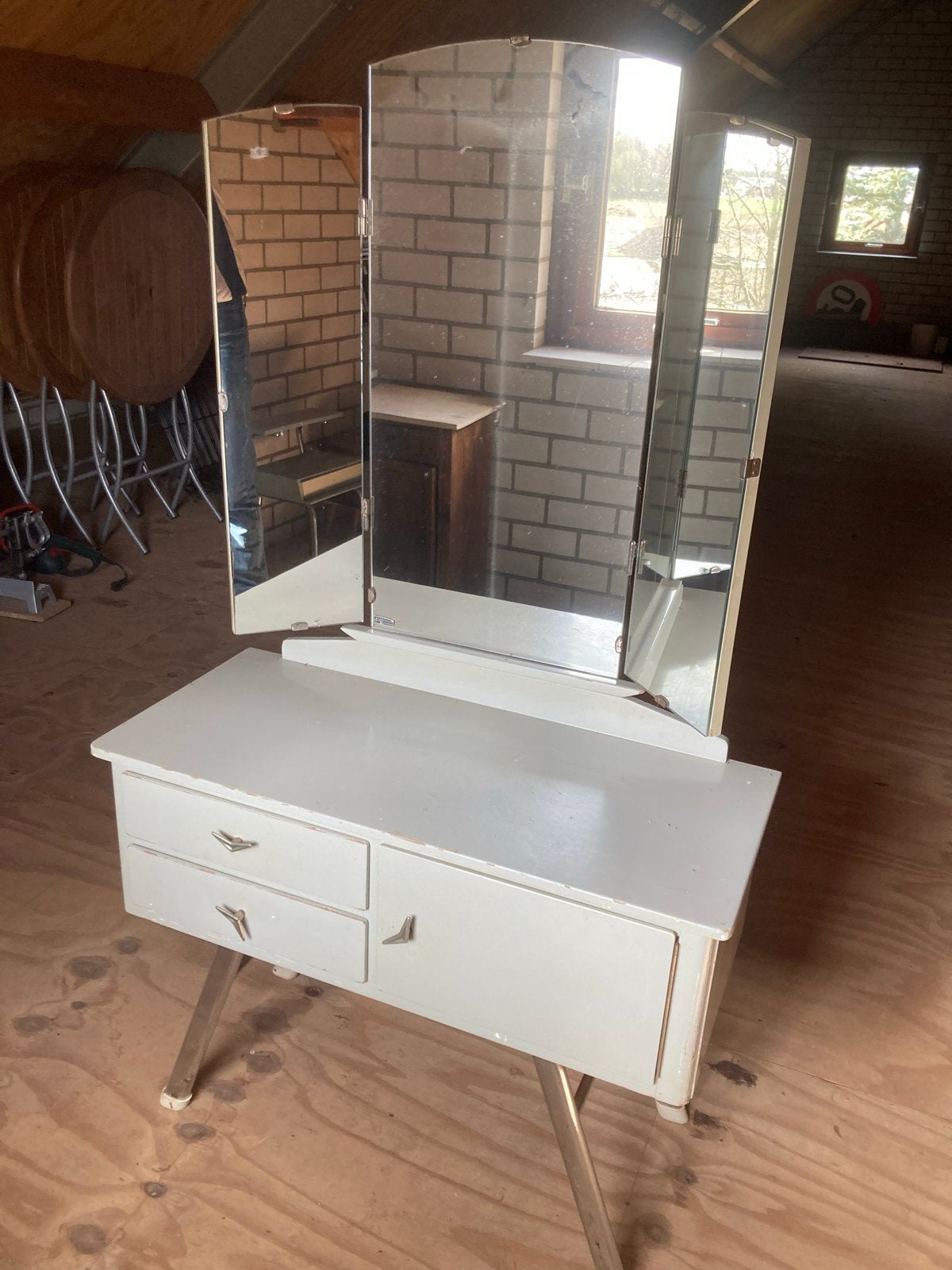 Jaren'50 '60 Kinderkamer Set: Twijfelaar Make-up Tafel Stoel, Ophalen