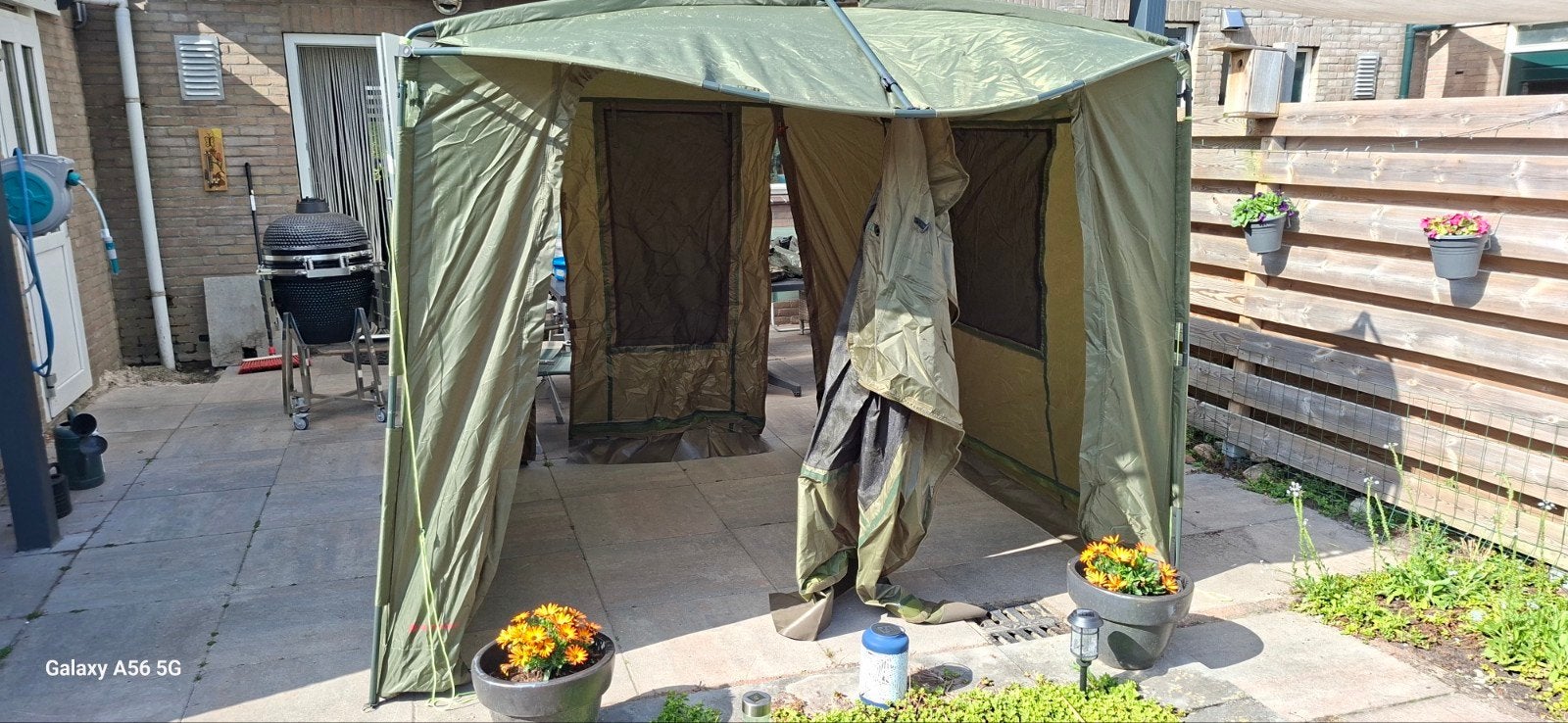 Ruime kooktent voor karpervisser - Stahoogte & Compleet, Watersport en Boten, Ophalen, Gebruikt