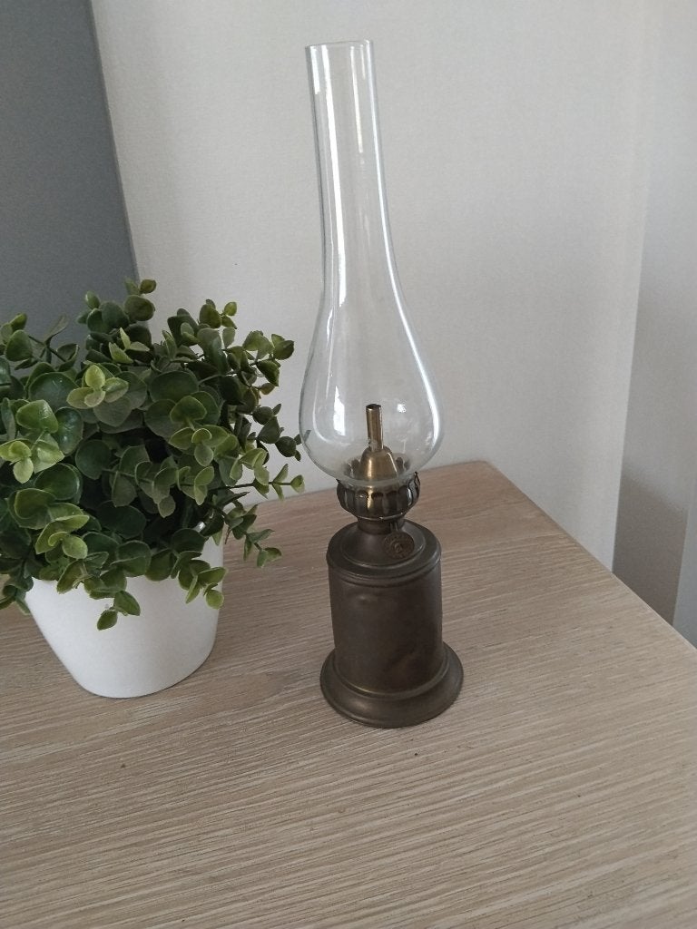 vintage koperen lamp, Antiek en Kunst, Antiek | Lampen, Ophalen of Verzenden