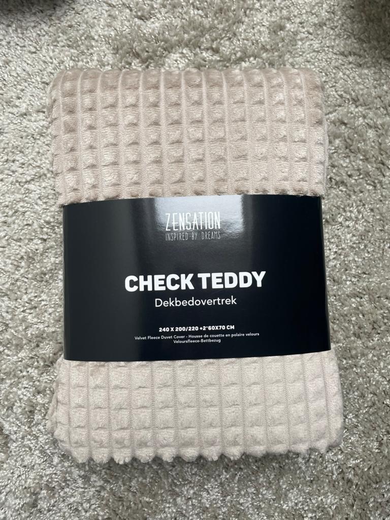 Zensation Check Teddy Dekbedovertrek 240x200/220 cm Beige, Ophalen of Verzenden, Nieuw