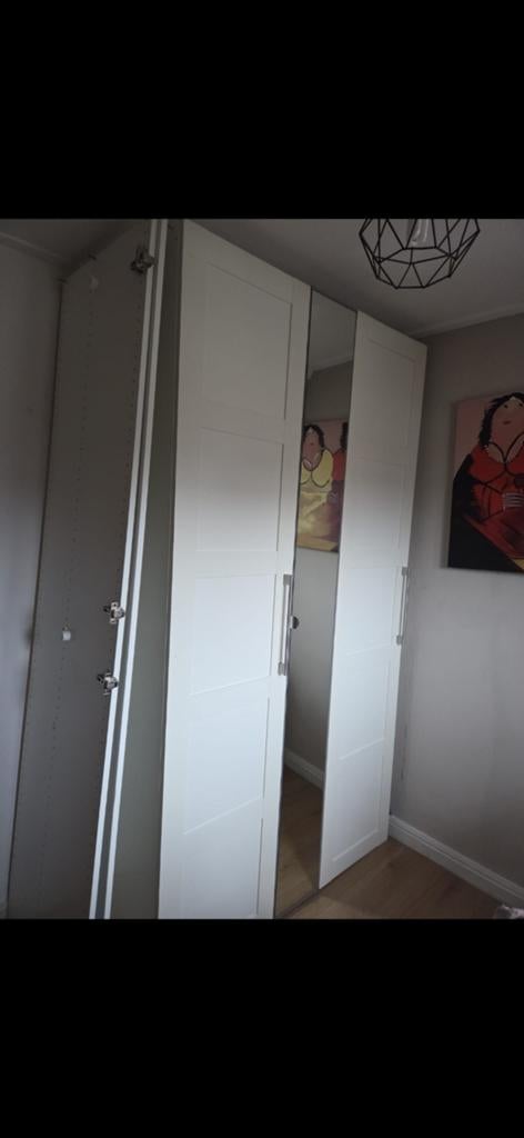 IKEA PAX deuren: 2x wit 50x229, 1x spiegeldeur 25x229, Ophalen, Gebruikt, 100 tot 150 cm, Met deur(en)