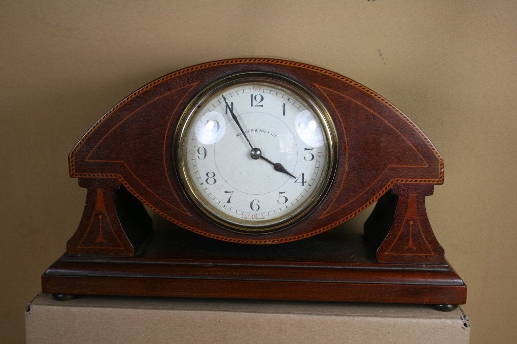Engels mahonie houten klok / pendule Walker & Hall Ltd, Antiek en Kunst, Ophalen of Verzenden