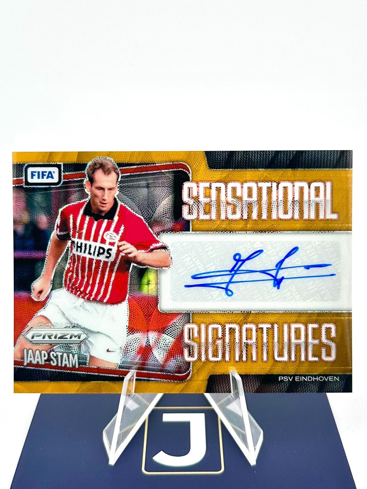 Jaap Stam 10/10 Auto Gold Version - Panini Prizm PSV, Ophalen of Verzenden, Zo goed als nieuw, Plaatje