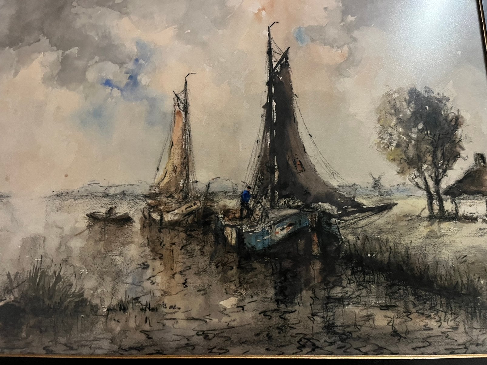 Wim Bos, Zeilschepen, Antiek en Kunst, Kunst | Schilderijen | Klassiek, Ophalen