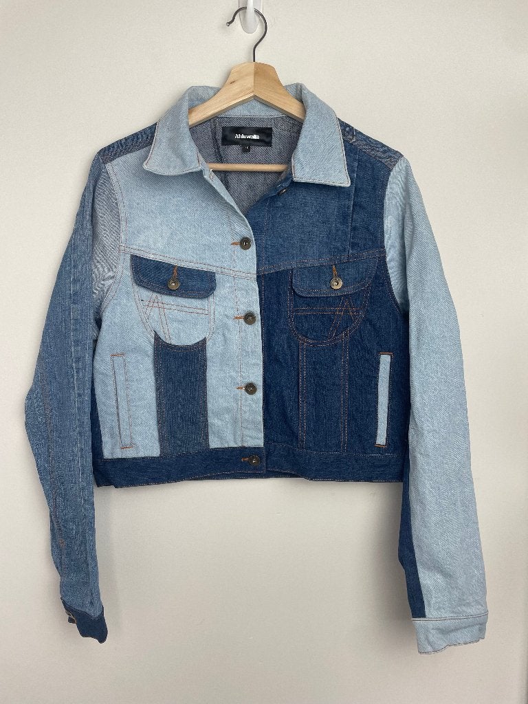 Ahluwalia Rework Patchwork denim jasje maat 10/38 M, Maat 38/40 (M), Blauw, Ahluwalia Studio Limited, Ahluwalia