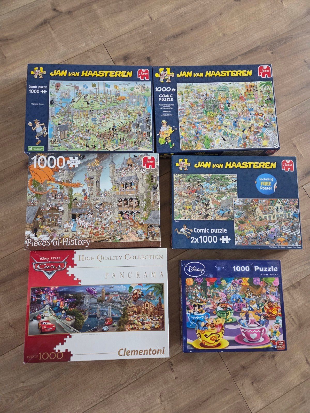 Diverse puzzels: Jan van Haasteren, Disney, Cars (1000+), Ophalen, 500 t/m 1500 stukjes, Gebruikt, Legpuzzel
