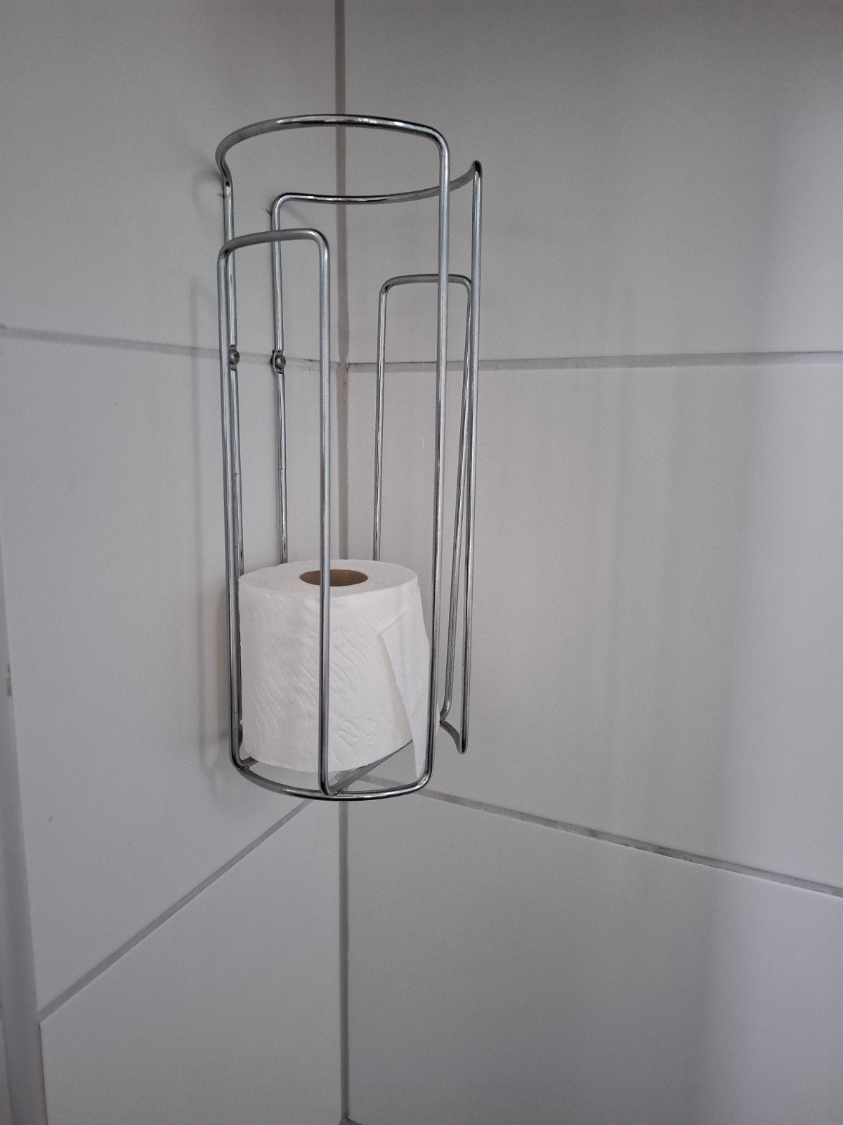 Metalen toiletrolhouder voor 3 rollen, Ophalen of Verzenden, Gebruikt, Grijs, Overige typen